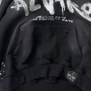 Hot Sale Manufacturing Custom Vintage Essential Oversize Heavyweight 400gsm Cotton Acid Distressed Hoodies - Product Image 4