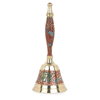 Cloche à main en laiton Ghanti pour la prière hindoue, cloche de temple indienne, cloche de culte artisanale pour la maison et la salle de prière