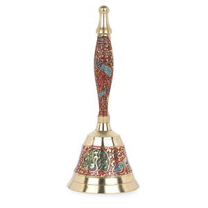 Cloche à main en laiton Ghanti pour la prière hindoue, cloche de temple indienne, cloche de culte artisanale pour la maison et la salle de prière - Product Image 1