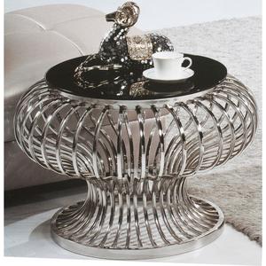 Mesa Auxiliar Moderna de Metal Plateado con Patas Metálicas Redondas para Sala de Estar, Estilo Moderno - Product Image 1