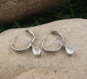 Pendientes de Plata de Ley 925 de Lujo con Forma de Estrella, Gema de Circonita Cúbica con Corte de Pera, Sello S925, Joyería Fina Celestial para Mujer, Boda - Product Image 2