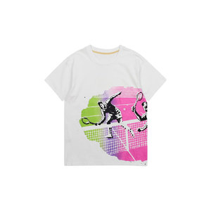 T-shirt blanc à manches courtes pour homme, col rond, style décontracté avec motif imprimé, respirant, coupe régulière, jersey en coton - Product Image 1