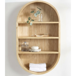 Étagère de salle de bain ovale moderne en teck - Product Image 1