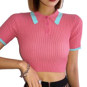 เสื้อยืดโชว์สะดือของผู้หญิงทรงสลิมมิ่งด้านหน้าสำหรับฤดูร้อนออกแบบโลโก้ตามสมัยนิยมด้วยผ้าฝ้ายเป็นมิตรกับสิ่งแวดล้อม - Product Image 1