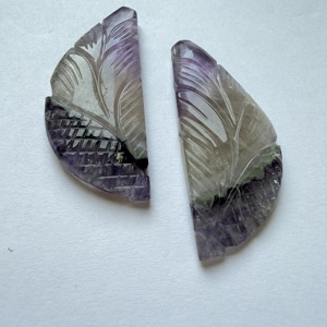 Par de Hojas de Amatista Natural TFH, Talladas a Mano, Piedra Preciosa de 173 Quilates, 55*24MM, para Joyería - Product Image 3