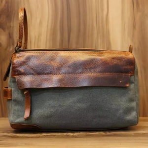 Top Sales Personalized Leather Toiletry Kit <b>Men's</b> Wash <b>Pouch</b> Bag for <b>Man</b> Waterproof Dopp Kit Bag - Product Image 1