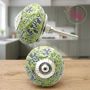 Ba Ceramic Round Cabinet Knob Green Distressed Industrial Kitchen Drawer Door Handle Durable for Warehouse & Hotel Use - Product Image 1