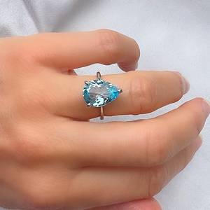 Genuine Blue Topaz Pear Shaped Teardrop Silver <b>Ring</b> Elegant Gemstone Jewelry Statement <b>Ring</b> Gift For Women - Product Image 6