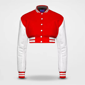 Trendy Fall <b>Short</b> <b>Jacket</b> for Women Button Down Varsity Style <b>Short</b> Coat with Pockets Cheerleader Varsity <b>Jacket</b> with OEM ODM - Product Image 4