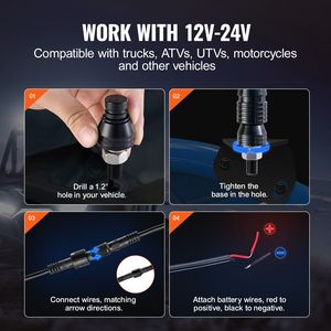 2 Pezzi di Luci LED RGB Impermeabili da 3 Piedi con Controllo Remoto RF tramite App e 4 Bandiere per Illuminazione Fuoristrada UTV - Product Image 6