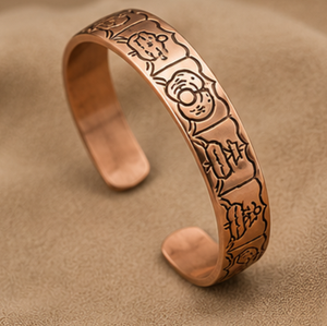 Pure Copper Ashtamangala <b>Engraved</b> Solid Round <b>Bangle</b> Bracelet Luxury Metal Jewelry Exquisite Craftsmanship - Product Image 3