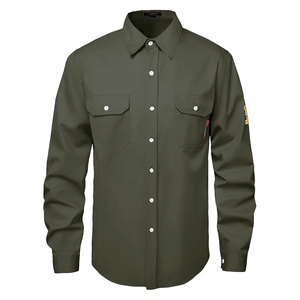 Chemises FR pour hommes 7,5 oz, résistantes à l'eau et ignifuges, vestes de soudage NFPA2112 CAT2, fermeture à boutons-pression, en coton - Product Image 1