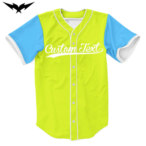 Camiseta de Béisbol Verde Neón Personalizada con Mangas Azules, Unisex, Manga Corta, Impresión Digital, Ropa de Baile, Camiseta de Manga Corta - Product Image 1