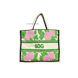 Bolsos Tote con Cuentas Florales, Bolsos Tote Personalizados con Inspiración Floral, Bolsos Tote Hechos a Mano con Cuentas de Semillas Duraderas para el Verano - Product Image 1