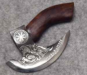 Hache à pizza artisanale de haute qualité, en acier à haute teneur en carbone, forgée à la main, très vendue, avec étui. - Product Image 1