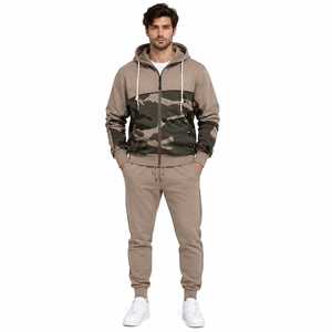 Ensemble de survêtement décontracté pour homme, respirant, écologique, imprimé camouflage, à capuche et fermeture éclair, idéal pour le printemps - Product Image 1