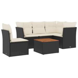 Conjunto de Sofá Modular Mediano de Ratán PE Negro para Jardín, Muebles de Patio con Acabado Negro Elegante - Product Image 2