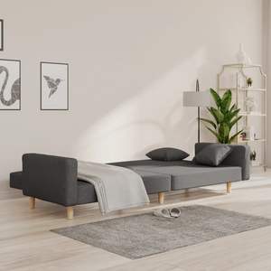 Sofá Cama de Tela Gris Oscuro 100% Poliéster con Espuma de Madera, Cómodo y Elegante - Product Image 3