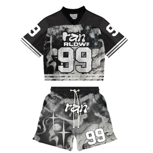 Conjunto de Ropa Urbana con Estampado por Sublimación, Camiseta de Manga Corta con Cuello en V, Pantalones Cortos con Cordón, para Hombre Adulto, Ropa Casual de Verano, Ligera y Ecológica - Product Image 2