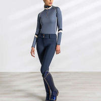 Col montant, fermeture éclair quart de tour, respirant, séchage rapide, polyester-coton, sous-vêtements de sport équestre de luxe pour femme, commande en gros