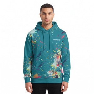 Sudadera con Capucha Sublimada Personalizada para Hombre, Transpirable, Deportiva, de Poliéster y Algodón, con Estampado Completo y Bolsillos para Fitness - Product Image 1