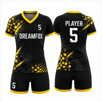 Ensemble d'uniformes de volley-ball personnalisés en polyester/coton pour femmes, maillot d'équipe sans manches à col en V et short à taille élastique
