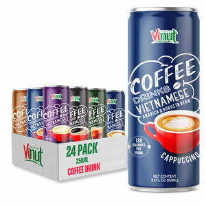 กาแฟคาปูชิโน อาราบิก้าและโรบัสต้า 250 มล. ปราศจากนม ปราศจากจีเอ็มโอ ปราศจากกลูเตน รับผลิตแบบ OEM ODM แบรนด์ส่วนตัว - Product Image 1