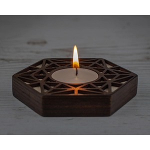 Hexagon Wooden Handmade Eco-Friendly <b>Tea</b> <b>Light</b> <b>Holder</b> with Geometric Cutout Design Heat Resistant for Home Decoration - Product Image 2