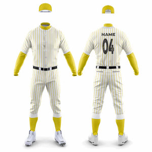 <b>Baseball</b> & Softball Uniform Breathable Button Up Long Sleeve Jersey with Pants Multi Pockets Design <b>Baseball</b> Uniform Kits - Product Image 1