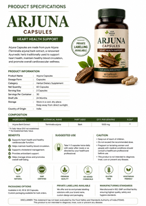 Cápsulas Arjuna, Suplemento Herbal, Extracto de Plantas en Cápsulas para Uso Alimentario y Cosmético - Product Image 4