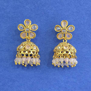 ทำด้วยมือบอลลีวูด Jhumki ต่างหูโรเดียมชุบ206921 - Product Image 3