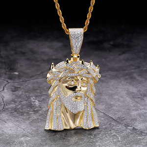 Pendentif Jésus-Christ pour homme en argent 925, serti de diamants Moissanite, collier croix religieuse, bijou chrétien, cadeau - Product Image 2