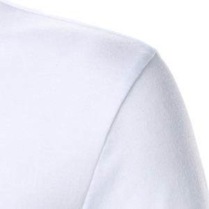 Top Selling Men's Cotton/Bamboo Fiber Solid Knitted for T-Shirts <b>White</b> Color Short Sleeves Breathable Summer Style Factory - Product Image 4