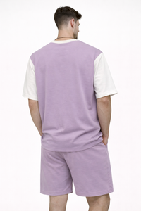 Ensemble coordonné pour homme Livster, t-shirt et short oversize lavande, tenue décontractée d'été, mélange de coton de qualité supérieure, respirant, coupe décontractée - Product Image 2