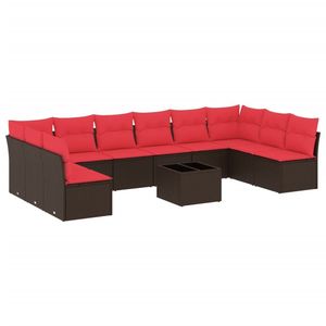 Juego de sofás de patio de ratán sintético marrón de 11 piezas con cojines, elegante colección de muebles para exteriores - Product Image 2