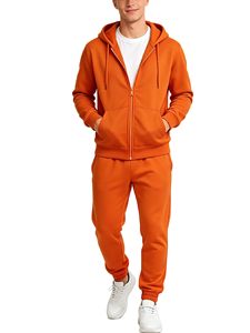 Ensemble sweat-shirt et pantalon de jogging pour homme, hiver, uni, à capuche, zippé, tricoté, imperméable, 100% polyester, coupe classique, décontracté, avec poches - Product Image 5
