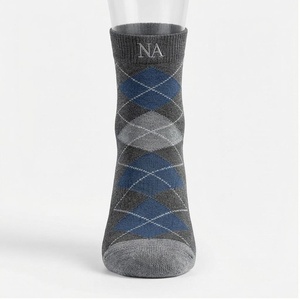 Argyle Pattern Ankle <b>Socks</b> for Adults Gray Blue <b>Breathable</b> Casual Wear Autumn Season - Product Image 1