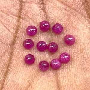 Rubí rojo natural de 3 mm, cabujón redondo, rubíes sueltos sin tratar, a precio de mayoreo, lote a granel para la fabricación de joyas, procedente de la India. - Product Image 5