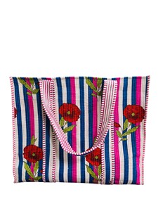 Sac fourre-tout matelassé pour femme, 100% coton, imprimé à la main style bohème vintage indien, avec fermeture éclair, idéal pour la plage et les voyages - Product Image 3