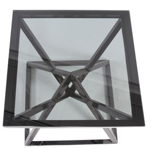 Modern Tempered <b>Glass</b> Coffee <b>Table</b> with Metal Frame Durable & Easy to Clean Living Room <b>Side</b> <b>Table</b> - Product Image 3