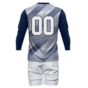 Uniforme de Voleibol Sublimado Azul Marino y Blanco para Hombre, Jersey de Manga Larga, Pantalones Cortos, Ropa Deportiva de Alto Rendimiento, Ropa para Competencia de Equipo - Product Image 3