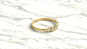 Bague de mariage en or 18 carats sertie de diamants, bague à diamants ronds gradués, bague d'éternité délicate empilable, bijoux fins pour femmes - Product Image 3