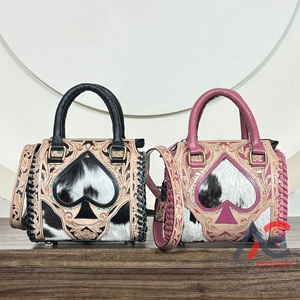 Nouveauté : Sacs de voyage en cuir de vachette à poils, cuir repoussé de haute qualité, sacs à bandoulière petits et mignons en cuir rose, sacs à main Speedy - Product Image 1
