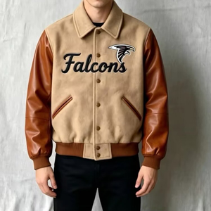 Blouson universitaire personnalisé OEM pour homme, corps en laine, patchwork frontal, style vintage, avec patch brodé pour universitaires, vente en gros - Product Image 3