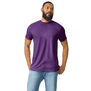 Camiseta de algodón de color púrpura sólido para hombre, manga corta, cuello redondo, corte regular, estilo casual, tejido de punto jersey y venta en línea - Product Image 1