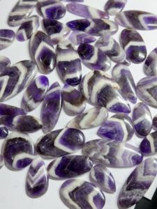 Amethyste Chevron Violette Naturelle Grade AAA, Cabochon de Haute Qualité, Pierre de Guérison en Jaspe, Pierre Précieuse en Vrac pour Bijoux, Vente en Gros, Mahnaj Gem - Product Image 4