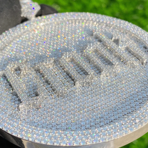 Pendentif personnalisé en argent 925 pour homme, style hip-hop, plaqué rhodium, avec nom circulaire et logo serti de diamants, cadeau d'anniversaire - Product Image 2