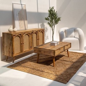 Vandana Astra Elara Rattan-Drawer Wooden <b>Coffee</b> <b>Table</b> for Modern Living Room Interiors - Product Image 6