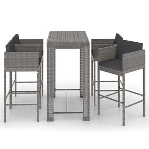 Ensemble de bar de jardin avec repose-pieds moyen en rotin PE gris foncé et acier - Product Image 2