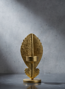 Support de bougie chauffe-plat en métal avec feuille d'or, texture moulée, décoration pour centre de table, vente en gros - Product Image 3
